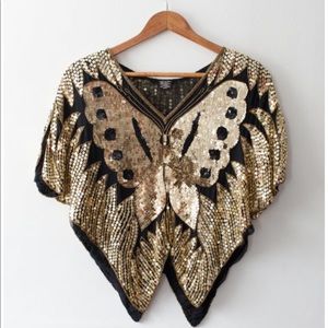 Vintage silk butterfly blouse